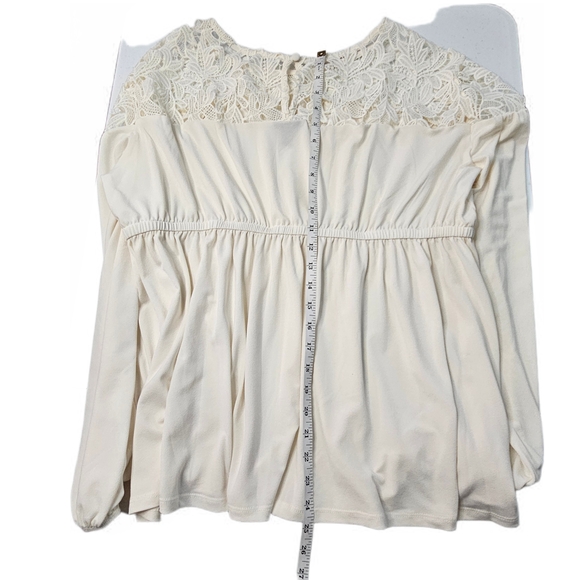 Torrid Studio Crepe Crew Neck Lace Yoke Babydoll Top Blouse - Picture 11 of 11